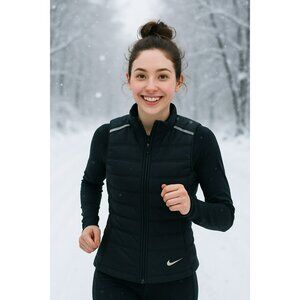 Nike Aeroloft Womens Small Down Packable Running Vest Black